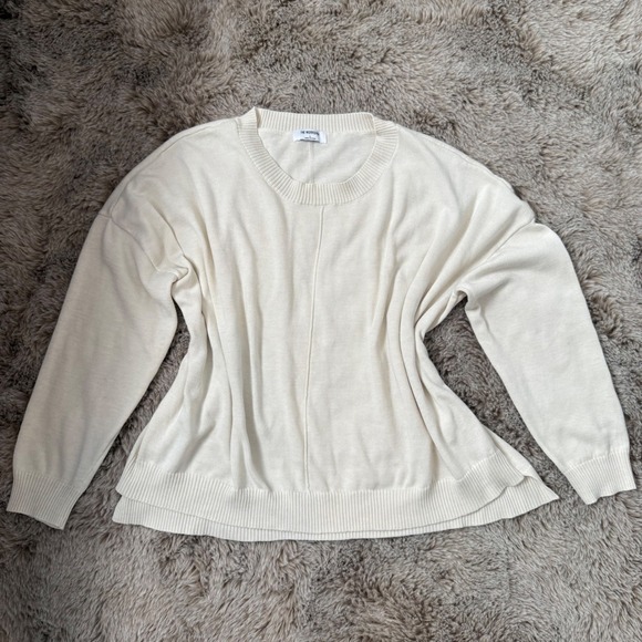 The Workshop Cream Knit Top Layered Hem Long Sleeve Pullover Sweater Women's - Picture 1 of 7